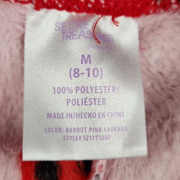 💜Secret Treasures Pink w/Red Ladybug Print Fleece Pajama Pants Medium - Picture 8 of 9